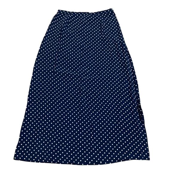 JM Collection Jennifer Moore Midi Skirt Polka Dot indigo harvest sun blue sz 10 - Picture 12 of 12